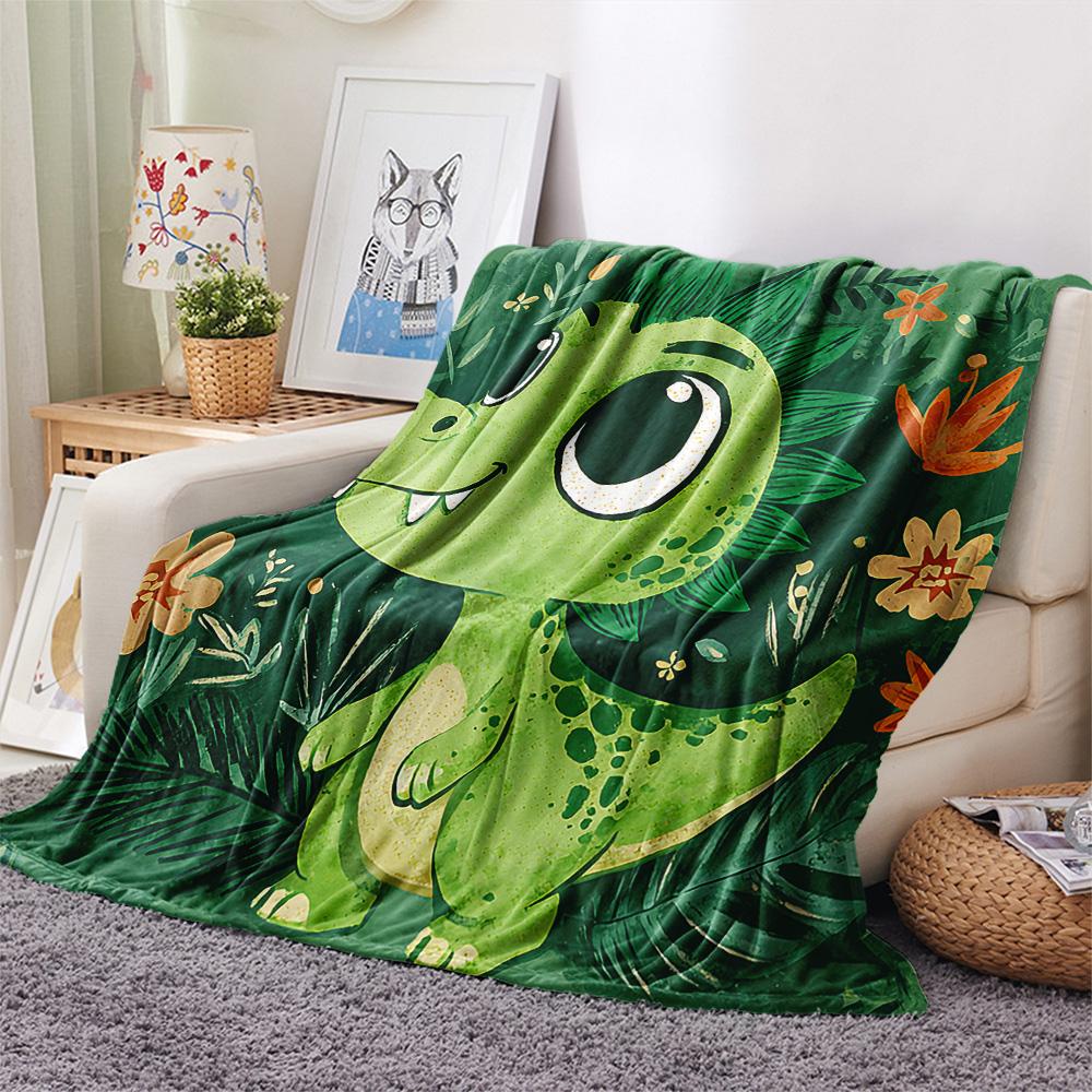 Dinosaur Print Flannel Blanket, High quality Comfortable for All Seasons, Home Decor, Warmth and Comfort, Perfect for Christmas Gifts