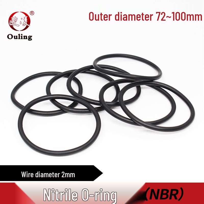 Nitrile Rubber O-Ring, OD 72-100mm, 2mm CS. 72mm OD (set of 10) Black Nitrile O-Ring