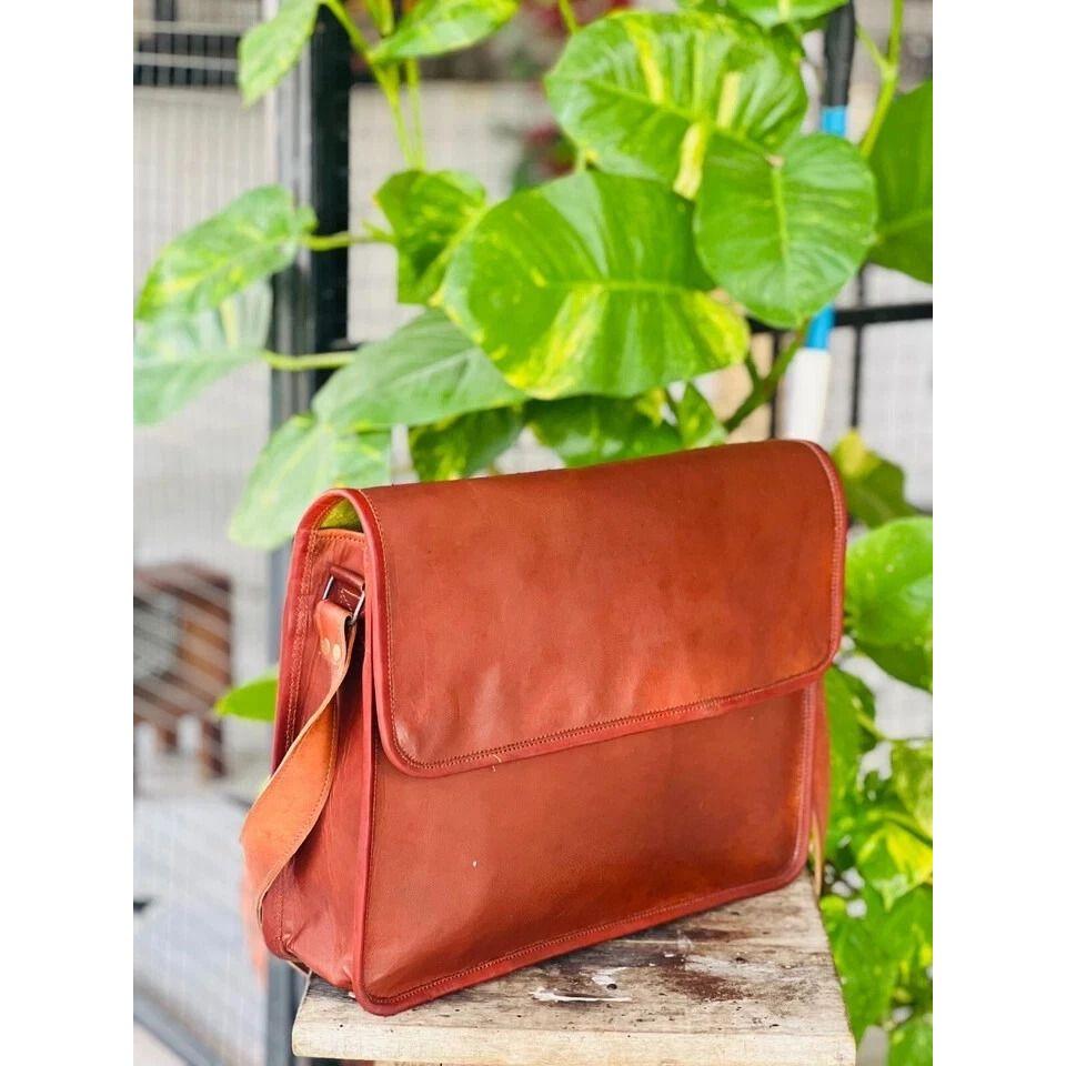 Pánská kozí kůže Messenger Real Satchel Bag Originální Laptop Hnědá Aktovka Novinka