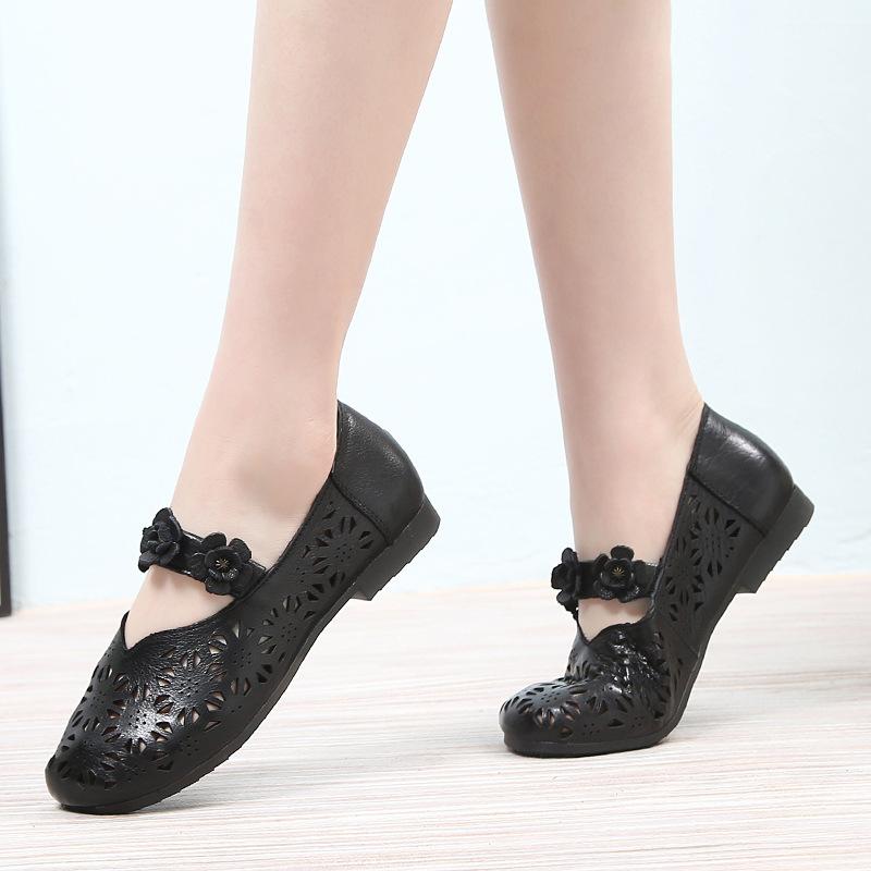 Goedkope Leather Pumps Women England Style Summer Work Shoes Solid