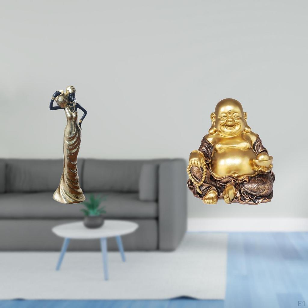 African Tribal Lady Buddha Sculpture Vintage Feng Shui Tabletop Ornament Decorative Figurine for