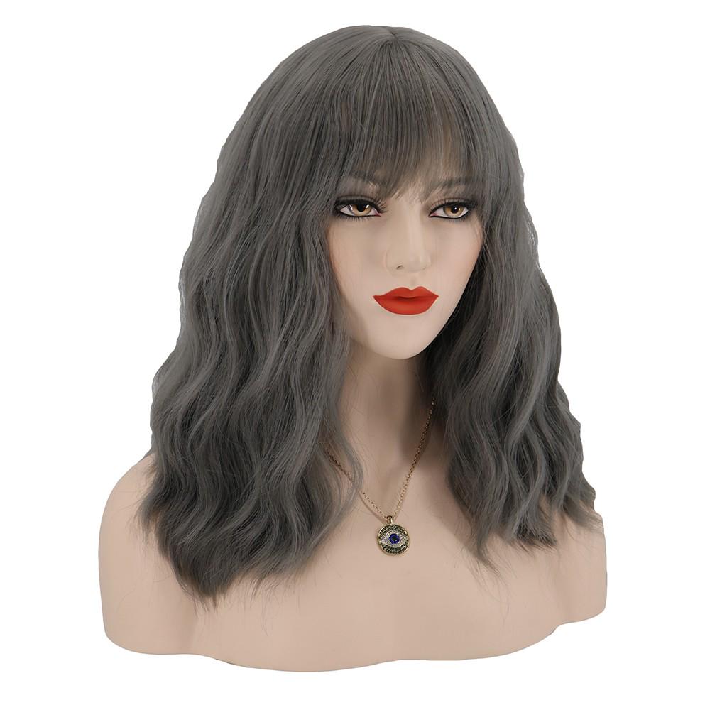 Buy Women's Fashion Wig Gray Synthetic Hair Short Cury Wigs Hair Wave