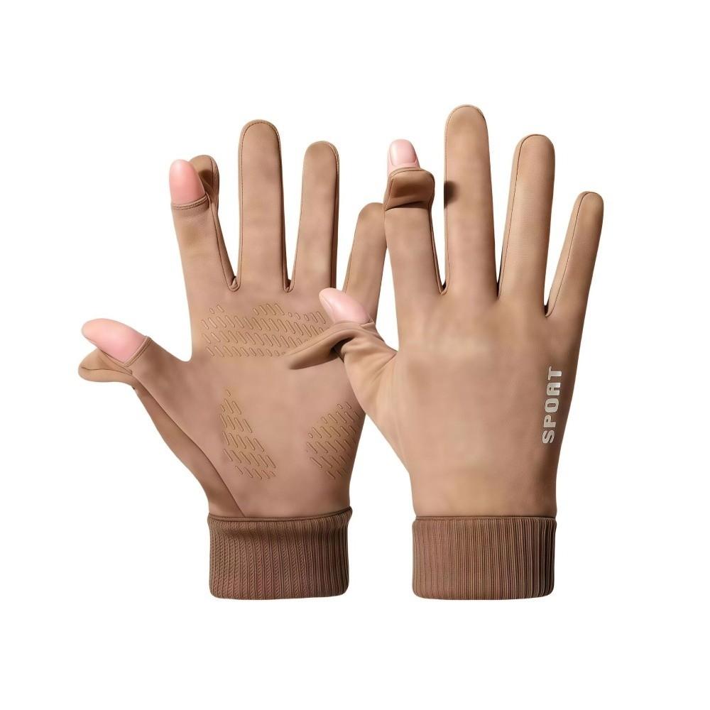 1 Pair Faux Suede Winter Warm Gloves Full Fingers Driving Gloves Outdoor Mittens Outdoor Sports