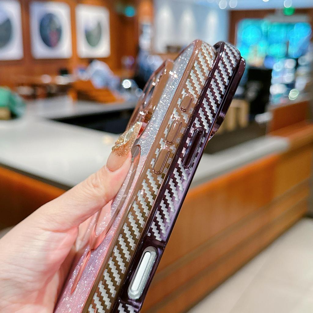 Lanyard Magnetic Gradient Color Glitter Bling Camera Lens Protect Bumper Phone Case For iPhone 17 Air 16 15 Pro Max Samsung S25 S24 Protective Cover