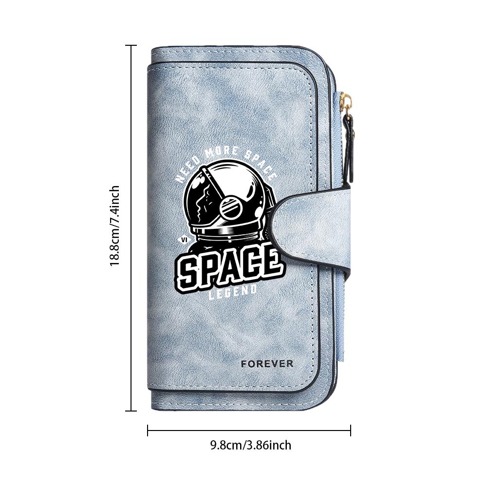 Stylish Space Astronaut Pattern Long Wallet Casual Portable Multi Card Holder Purse