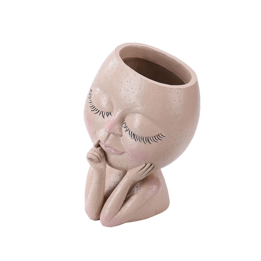 Face Planter Pots Head Planter Face Flower Pot Head Planter for Indoor Outdoor Plants with Drainage Hole Closed Eyes