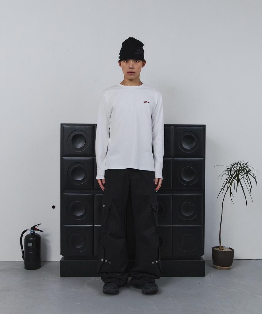 Tansanmageunesyum Cotton Wide Cross Cargo Pants (Black)