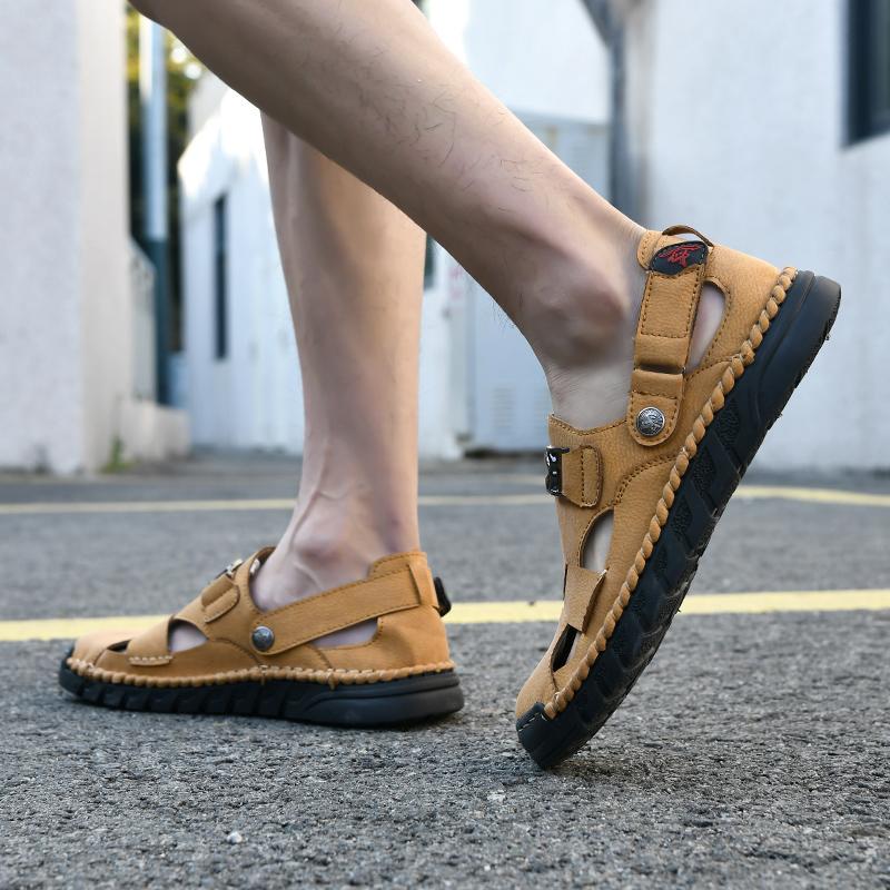 Summer Men's Leather Sandals Outdoor Slippers Classic Roman Sandals Sneaker Beach Rubber Flip Flops Men's Water Trekking Sandals
