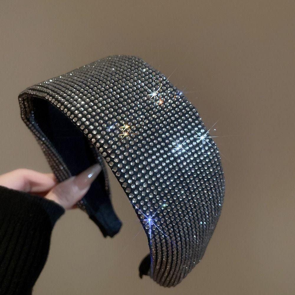 Shiny Rhinestone Headband Headwear Blingbling Hair Hoop Fashion Wide Edge Hairband  Makeup