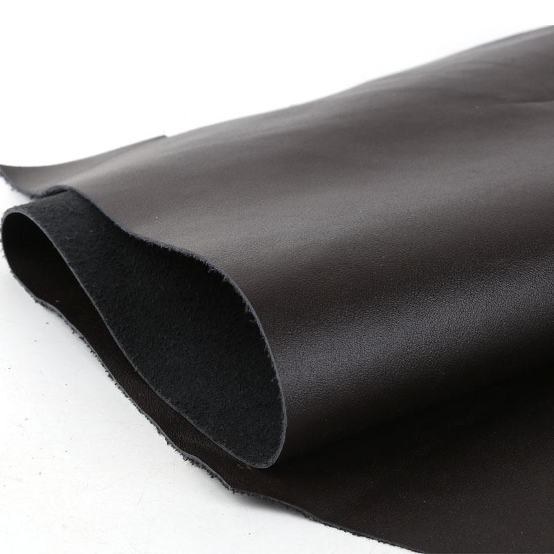 Black coffee color plain weave grain top layer cowhide genuine leather material 1.2mm slightly hard handmade DIY leather bag tab