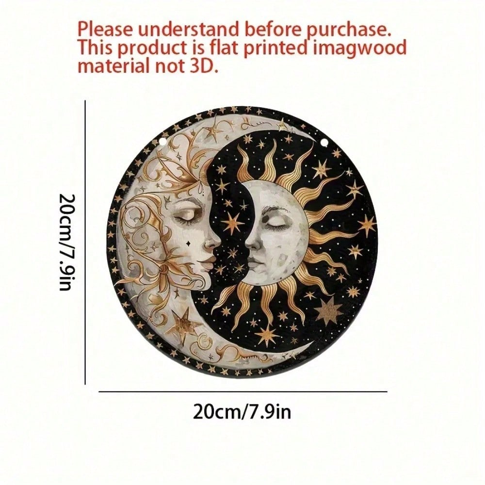 

1PC Rustic Sun Moon Metal Wall Art, Round Tin Sign for Home Living Room, Unique Mothers Day Gift 20x20 різнокольоровий