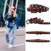 Trendy Waist Belt Studded Rhinestones Crystal for Street Dance Rivets Belt Livehouse Punk Waist Chain Skull Buckle