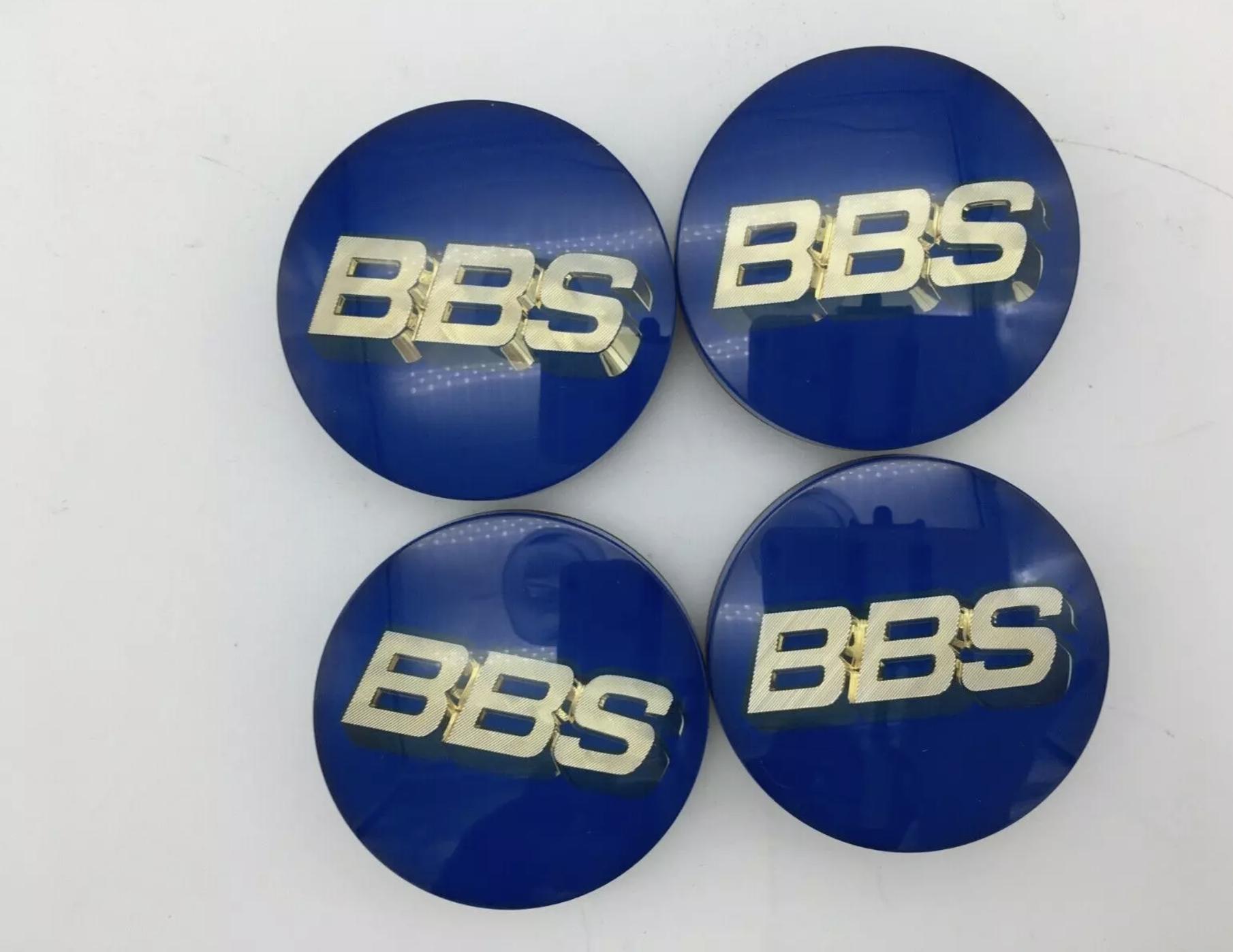 

BBS Wheel Center Caps 56mm Emblem Blue Gold 3D Logo 56.24.203 Set 4pcs Genuine
