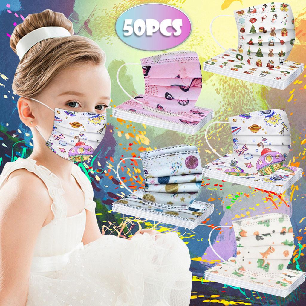 Children's Cartoon 5 Mixed Disposable Three-Layer Protective Cover 50pcs