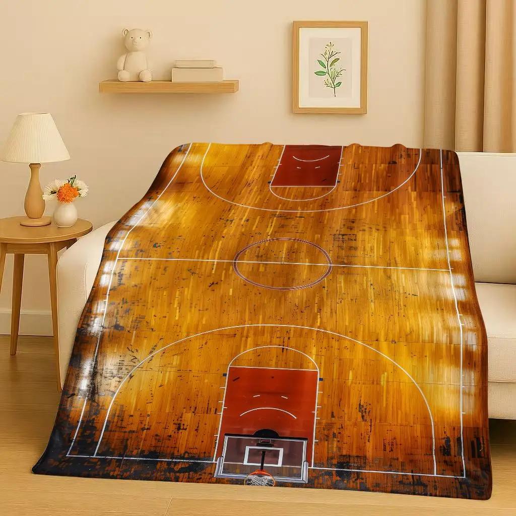 2026 New Basketball Court Art Flannel Blanket,Ultra Soft Warm Plush Throw for Home Bedroom Bed Sofa Cover Travel Camping Gift