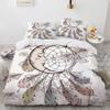 Dream Catcher Duvet Cover Set Colourful Feather Red Flower Romantic Theme Comforter Cover King Full Size for Kid with Pillowcase