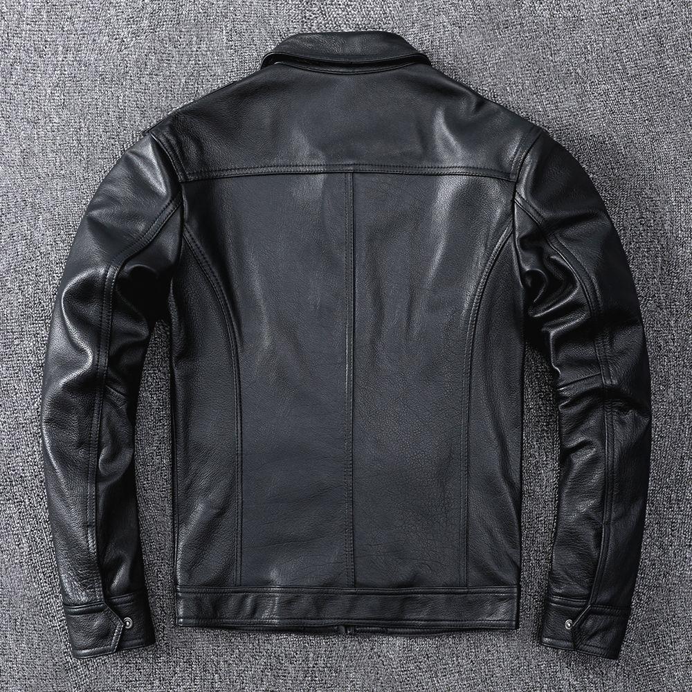 Pure Cowhide Genuine Leather Leather Jacket for Men Motorcycle Short Lapel Multi-pocket Leather Jacket