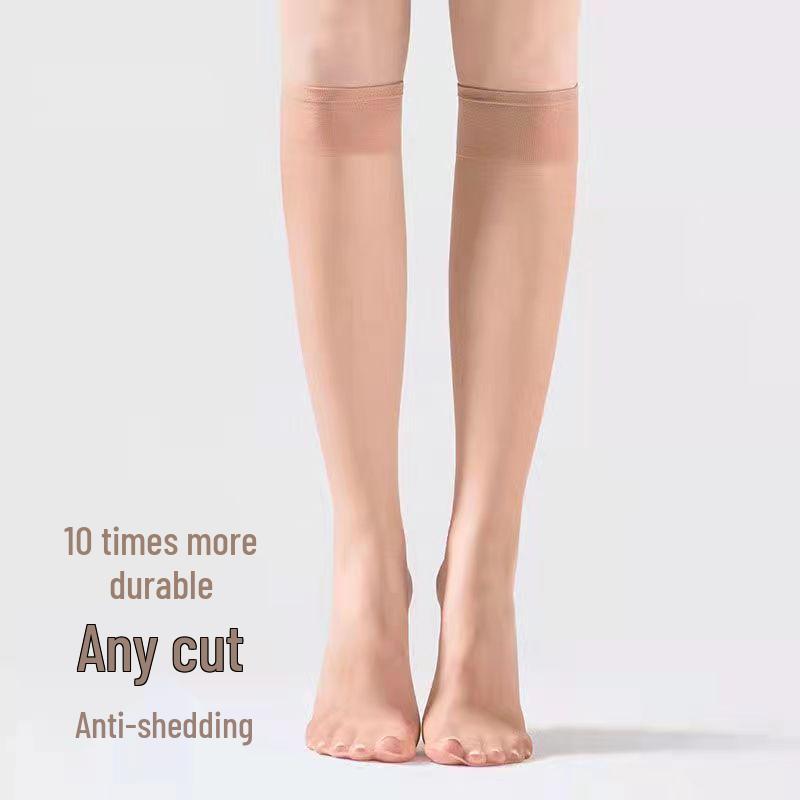 

Ультратонкие черные шелковые чулки до икры больших размеров для женщин - Прочные, Утягивающие One Size