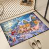Christmas Door Mat With Non Slip Backing Cute Santa Snowman Pattern For Indoor Outdoor Holiday Home Decor