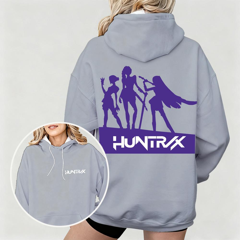 Women's KPop Demon Hunters Hoodie with HUNTRX Group Silhouette Prints Cozy for Autumn Winter Casual Outfits for Fan Collection