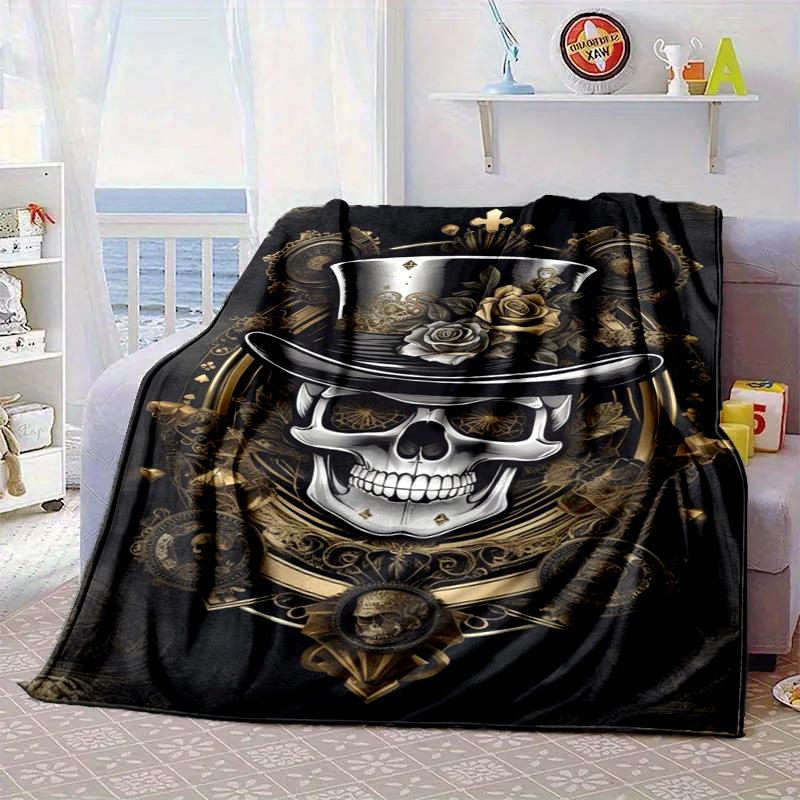 Skulls And Roses Artwork Blanket Flannel Blanket Throw Blanket Sofa Cover Blanket Soft Premium Blanket Picnic Blanket Tv Blanket Gifts