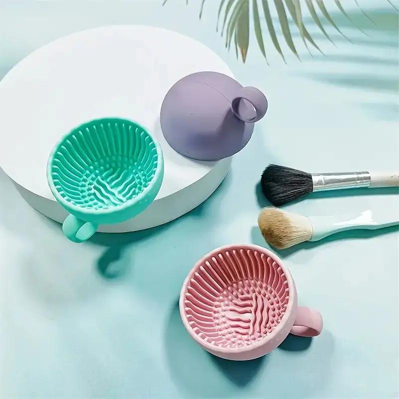 1pc  Makeup Brush Cleaner - Premium Silicone Scrubber & Non-slip Bowl - Effortless Deep Cleaning for All Facial