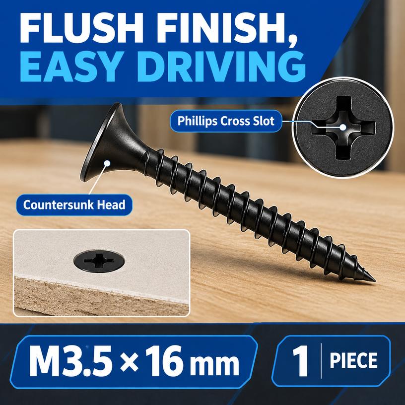Carbon Steel Countersunk Cross Slot Drywall Screw M3.5*16