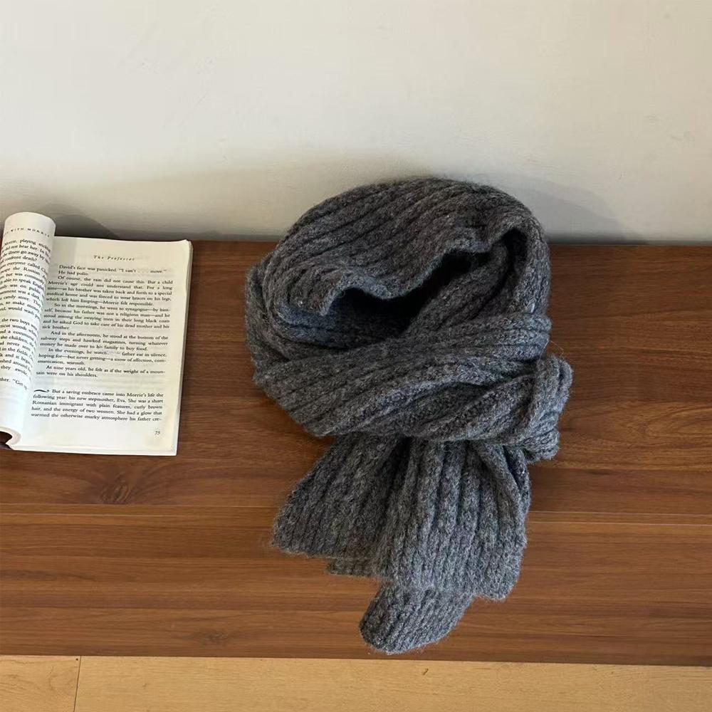 

Thickened knitted Scarf Warm Soft Solid Color Shawl Women Winter Long Neckerchief Blanket Outdoor Cold-proofing Cashmere Scarves темно-сірий