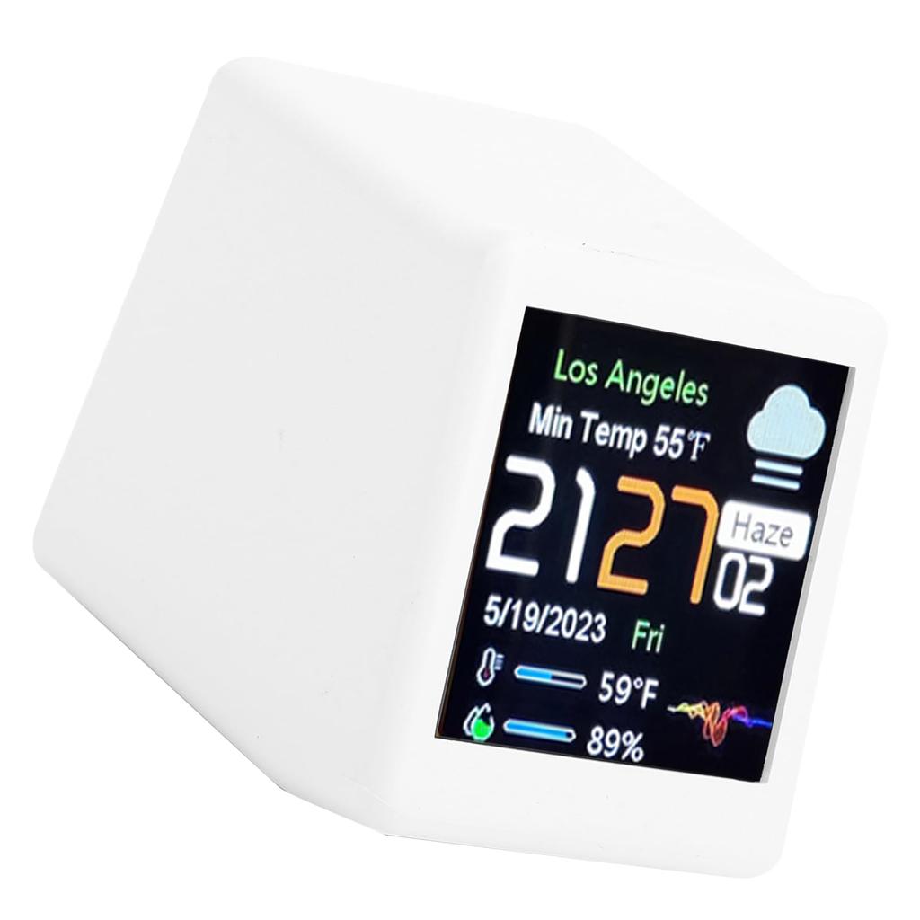 Smart Electronic Clock, Multifunctional Digital Display Weather Station with LCD Screen Temperature Calendar WiFi Auto Brightness 24-Hour Display