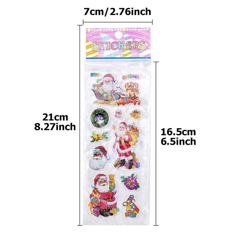 10/20/30Sheets Puffy Stickers for Christmas Party Holiday Gift for Girls Boys Party Favors Stationery Stickers Santa Claus TMZ