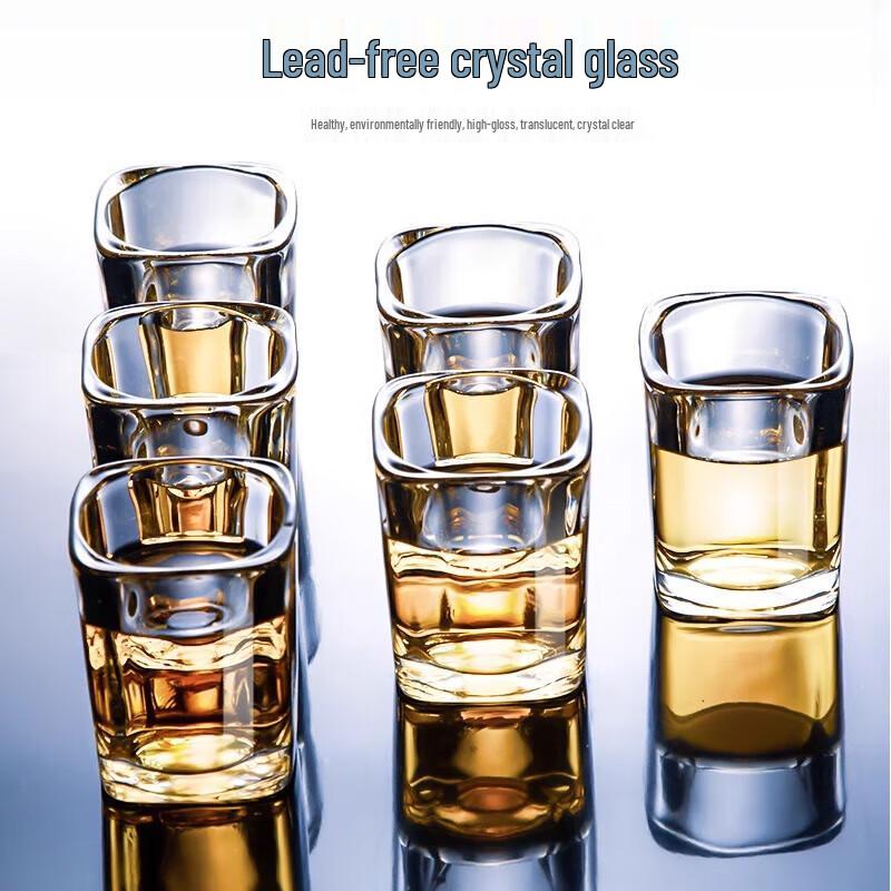 PINYU Square Glass Baijiu & Spirit Cups (Set of 6)