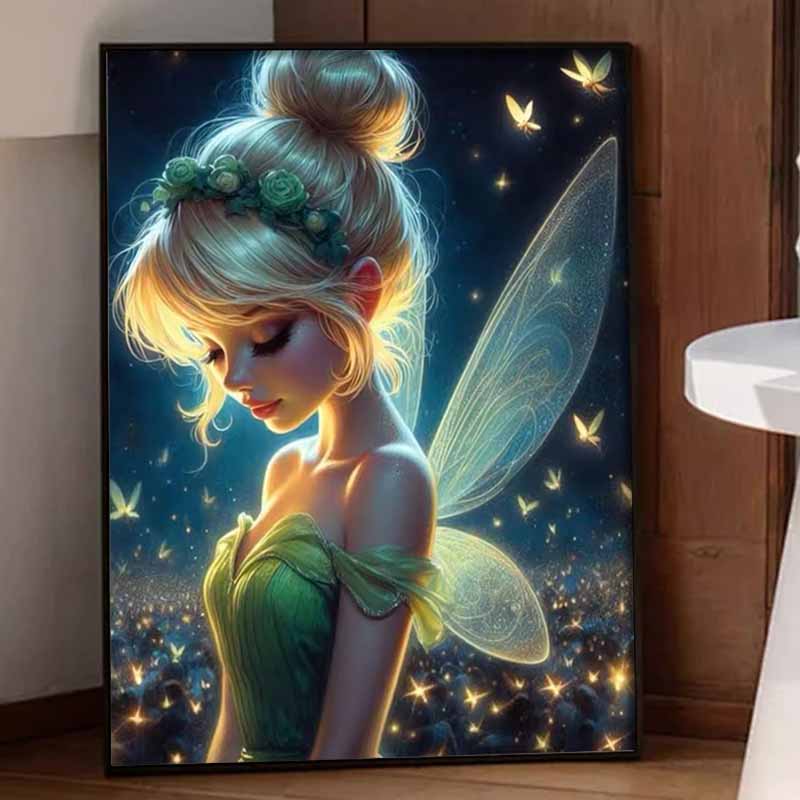 Disney Diamond Painting 5D Round Diamond Full of Diamonds Diy Handmade Stickers, Fairy Tinkerbell Home Decoration Paintings