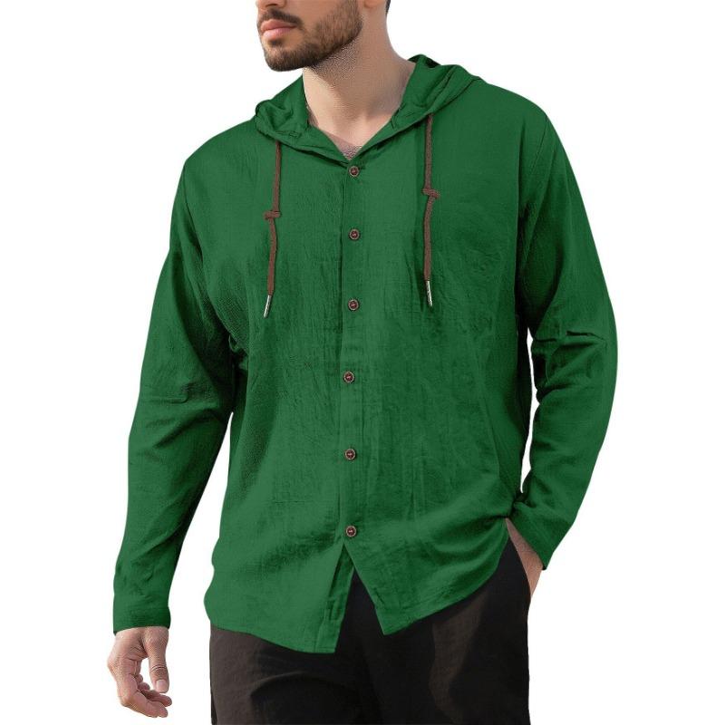 Men Solid Hooded Long Sleeve Loose Casual Breathable Quick Dry Shirt