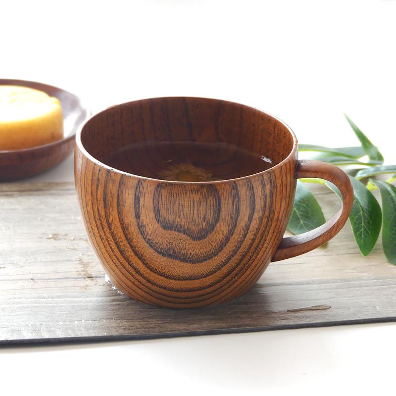 Wooden Cup Japanese Style Tea Mug Natural Wood Water Cup Kids Juice Milk Drinking Cup Coffee Mug Teacup 200ML Home Drinkware
