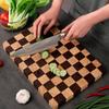 TJ POP Cutting Board Endgrain Rubberwood Combination Natural Wood Marquetry Checkerboard Pattern High Resistant Lacquer Finish Hygienic Vertical Fiber