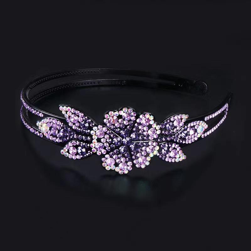 

Hair Band Hair Clip Hair Holder Wide-edge Strap with Anti-slip Teeth Simple and Versatile Hair Clip for Ladies with Bangs Five petals Фіолетовий