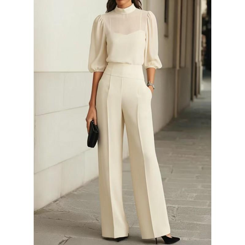 2026 Womens Slim Fit Printed Short Sleeve Wide Leg Pants 3 Piece Set
