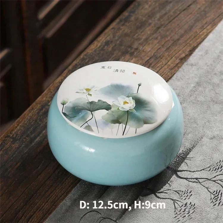 Canister for Loose Tea, Chinese Porcelain Puer Tin, Caddy, Ceramic Canister, Airtight Coffee, Household Jar, Storage Container