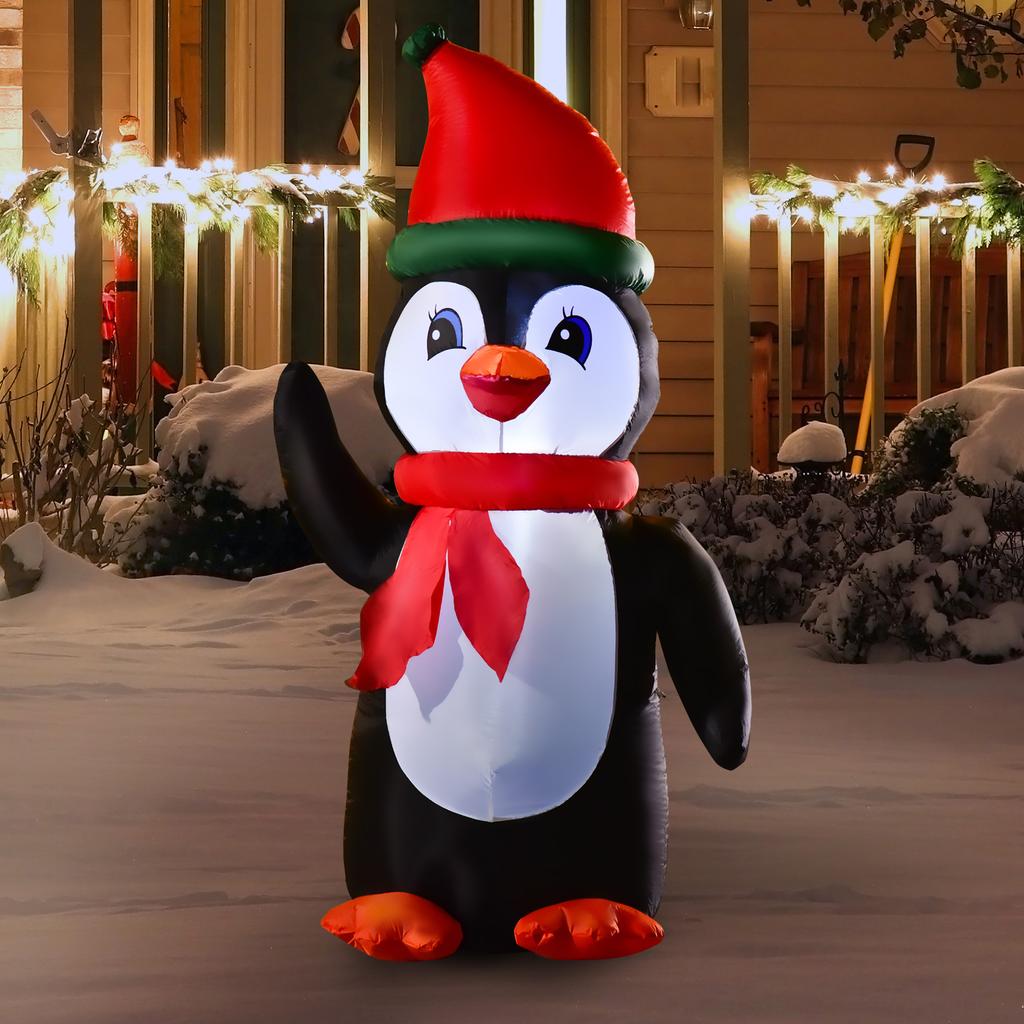 155cm Inflatable Christmas Penguin Christmas Decoration with 3 Built-in Lights, Inflatable Christmas Decoration for Indoor Outdoor Garden Party Court