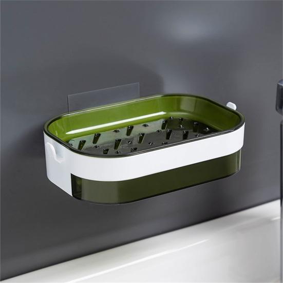 Seifenschale zur Wandmontage, Belüftung, Kunststoff, Wasserabfluss, schnell trocknend, Seifenschwammschale für Badezimmer