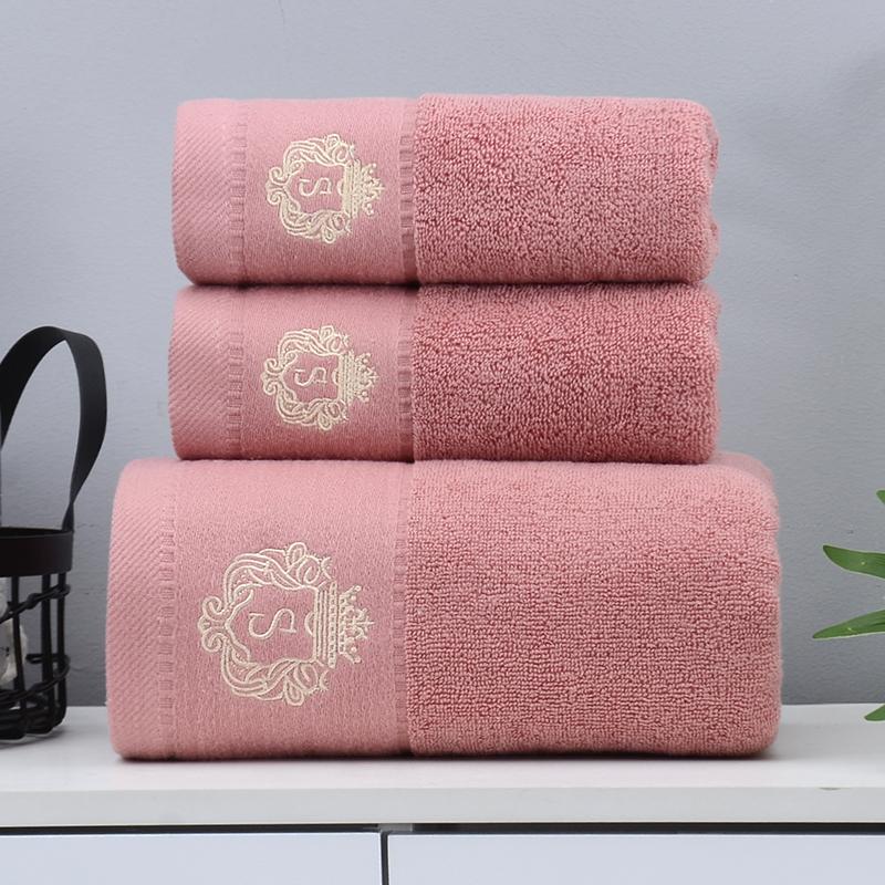 Set Of 3 Cotton Bathroom Towels Sets 2Pcs Hand Face Towel 35X75Cm And 1Pcs Big Bath Towels 70X140Cm Washcloths Gift Towels