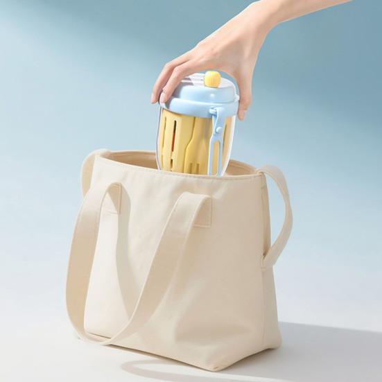 Fruit Salad Cup with Fork Leak Proof Airtight Container Double