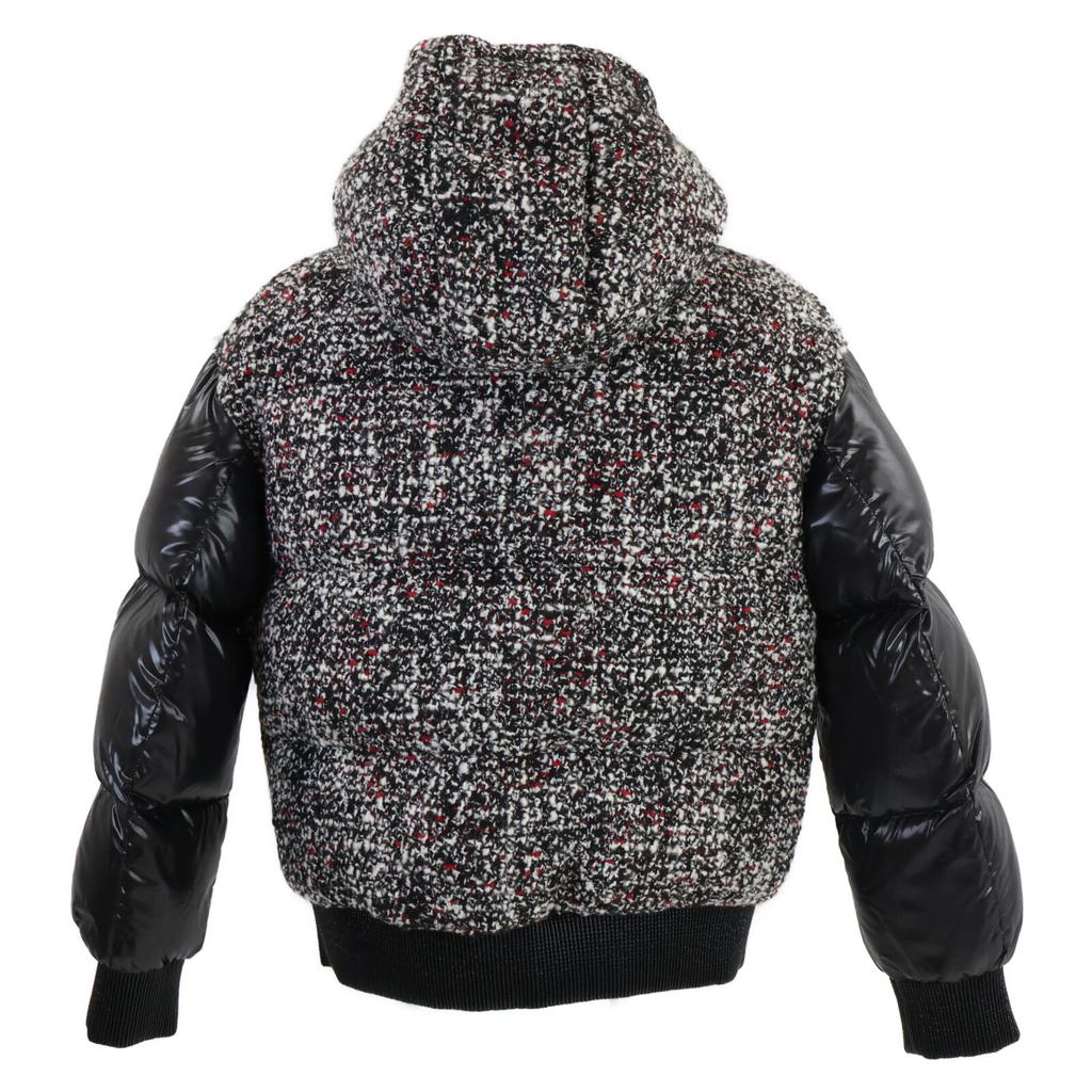 MONCLER [Good condition/Domestic regular/2020 model] F20931A51500 RUNIO Tweed/Nylon switching hoodie down Jacket 0 blackUsed