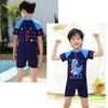 New Boys' One-Piece Cartoon Swimsuit: Cute, Quick-Drying Sun Protection for Toddlers to Big Kids