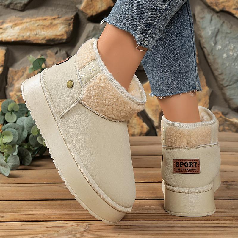 Women's Winter Plush Warm Snow Boots Outdoor Thick Sole Non Slip Cotton Padded Shoes Woman Fashion Faux Fur Platform Ankle Boots