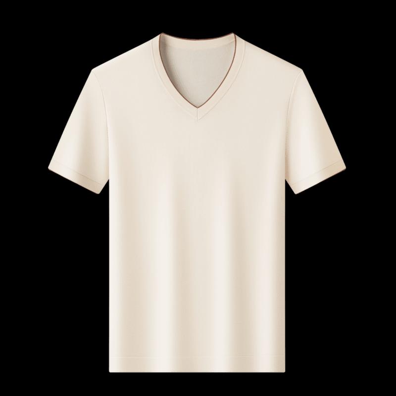 VEE KELLEN Men's Silk Blend V-Neck Short Sleeve T-Shirt