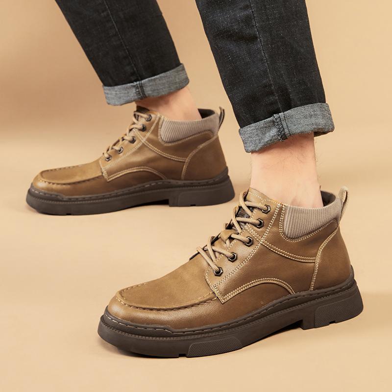 Fashion Outdoor Autumn Winter Men’s Ankle Boots Comfort Walk Sneakers Daily Commute Casual Shoes Fashion Genuine Leather Cowhide Boots