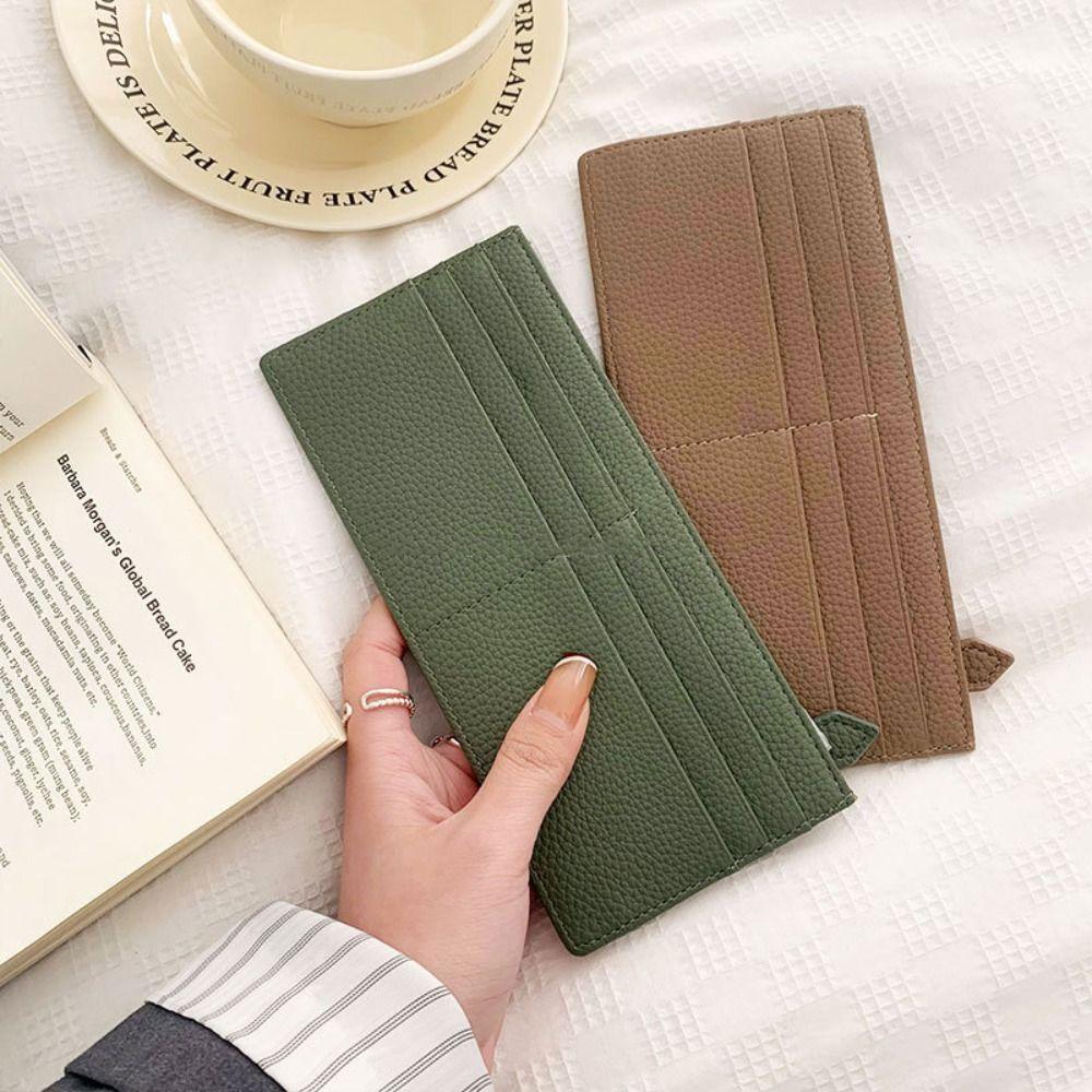 Solid color Credit Card Holder Korean Style Zipper Coin Purse Fashion Long Wallet  Women