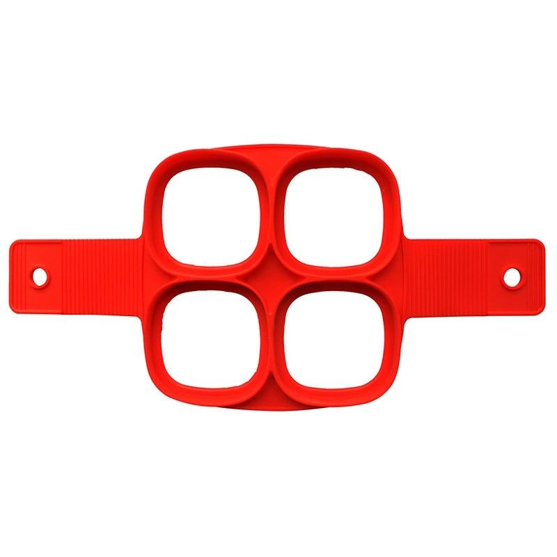 4-Cavity Silicone Pancake Mold Set - Heart/Flower/Square Shapes Egg Ring Non-Stick Baking Tool Cooking Accessories