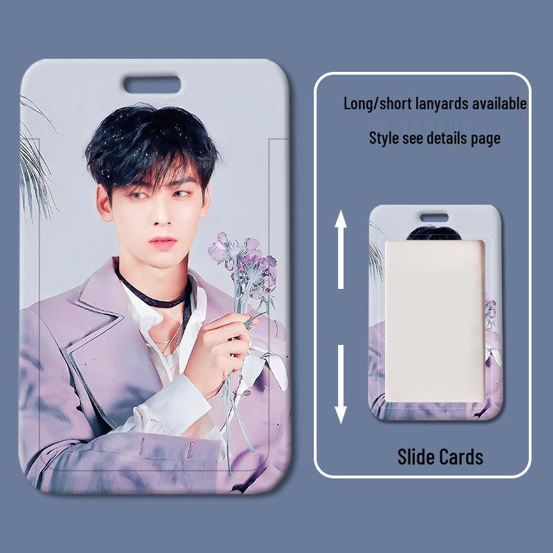 Cha Eun Woo Student ID and Badge Holder with Sliding Cover
